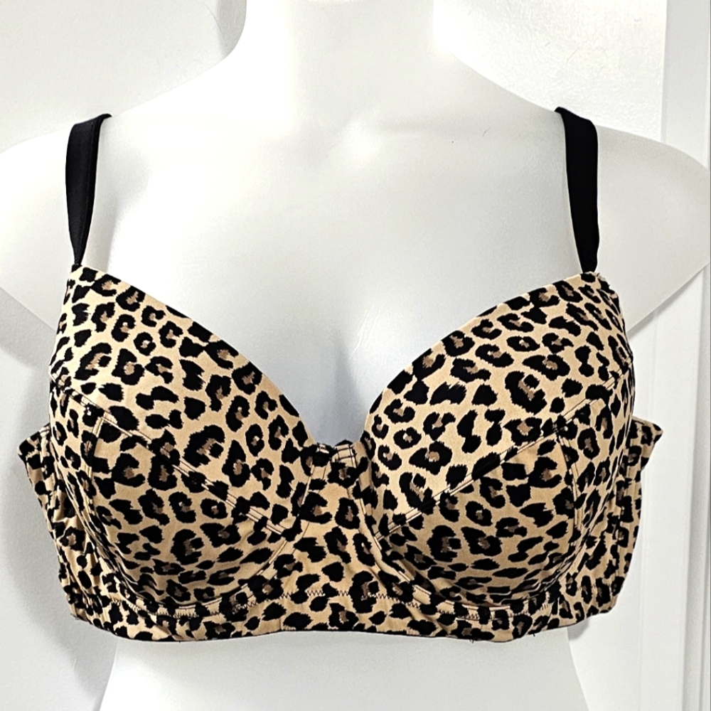 Animal print wired bikini top in 44 DD